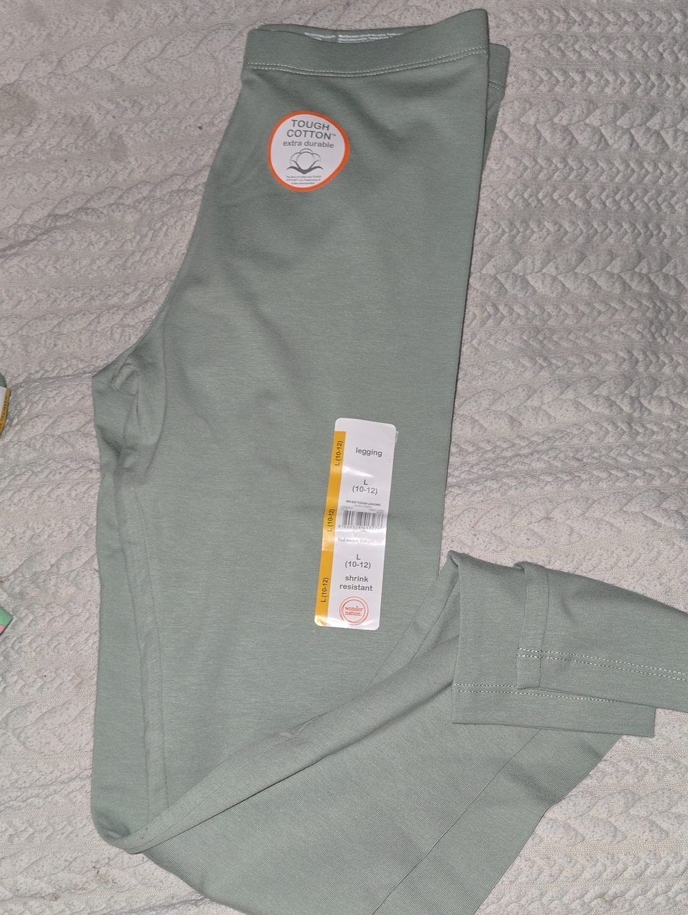 wonder nation Sage Green Girls' Cotton Stretch Leggings